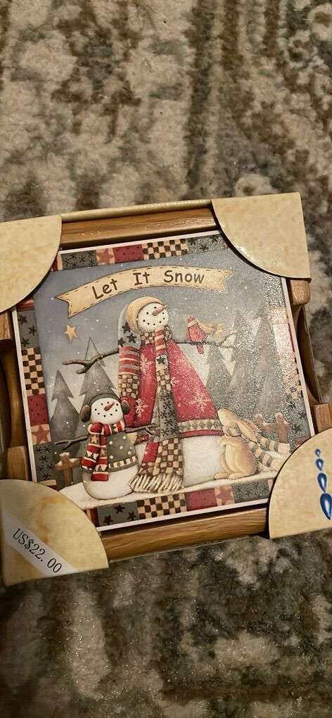 Ceramic Stone Coasters Let it snow Christmas
