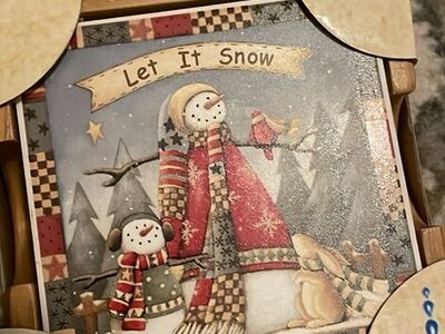 Ceramic Stone Coasters Let it snow Christmas