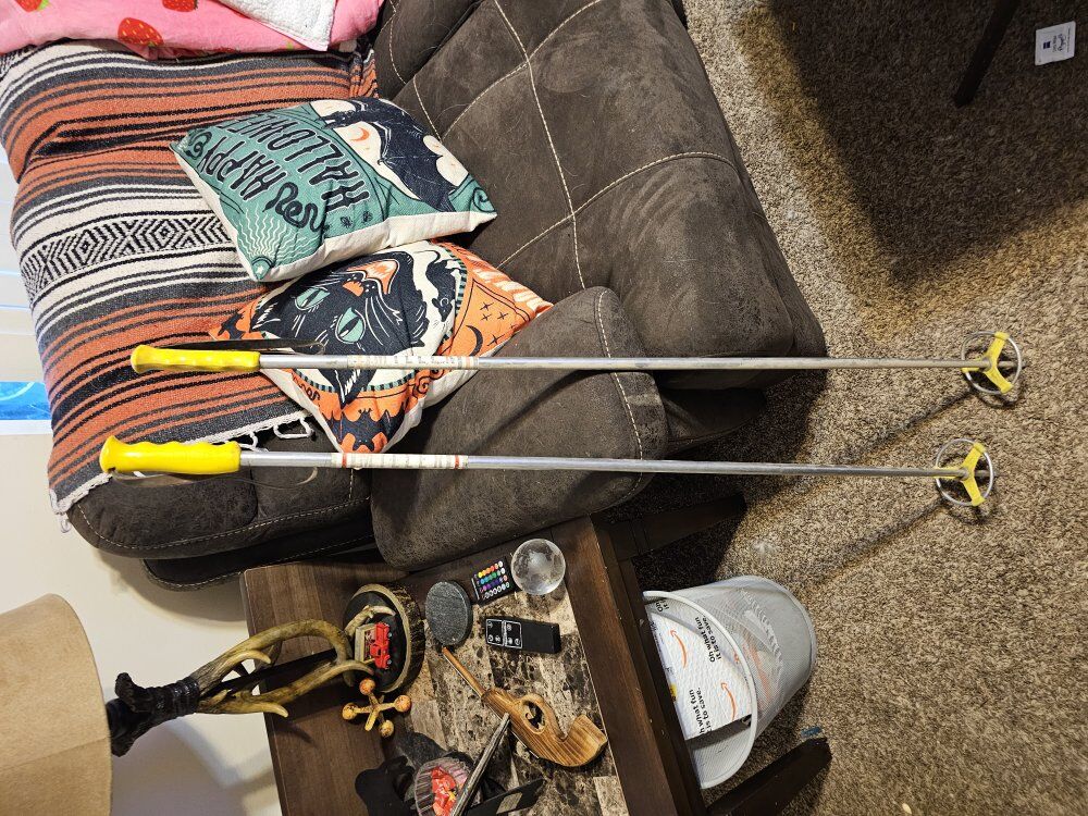 Vintage miller ski poles with leather straps