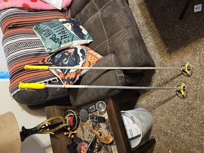 Vintage miller ski poles with leather straps