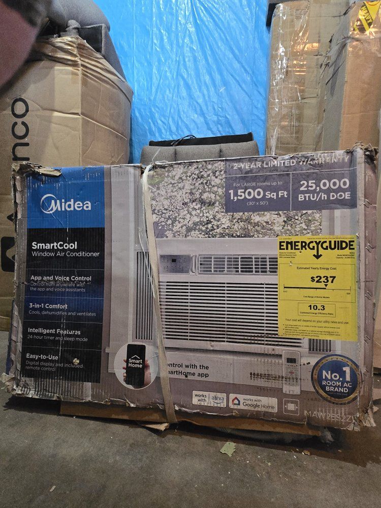 Midea SmartCool 25,000 BTU Window Air Conditioner MAW25S2ZWT - 1,500 Sq Ft Coverage