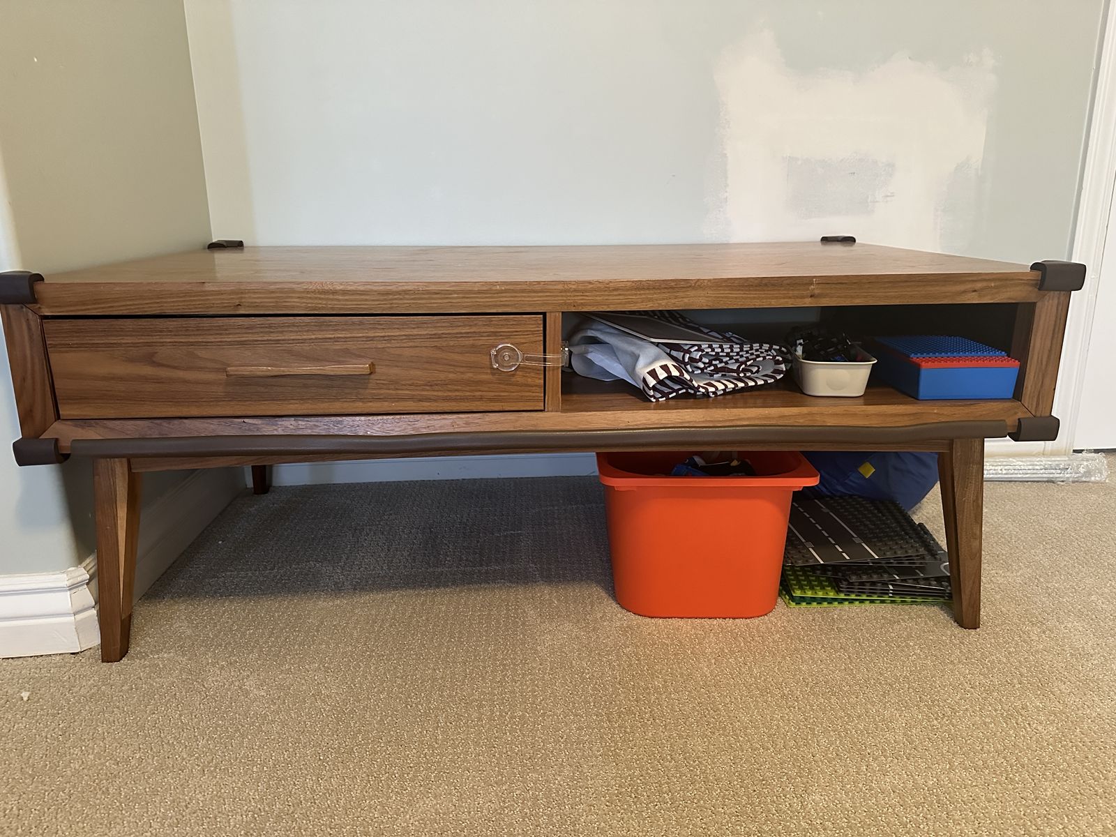 Wood Coffee Table with Drawer & Storage – 50”