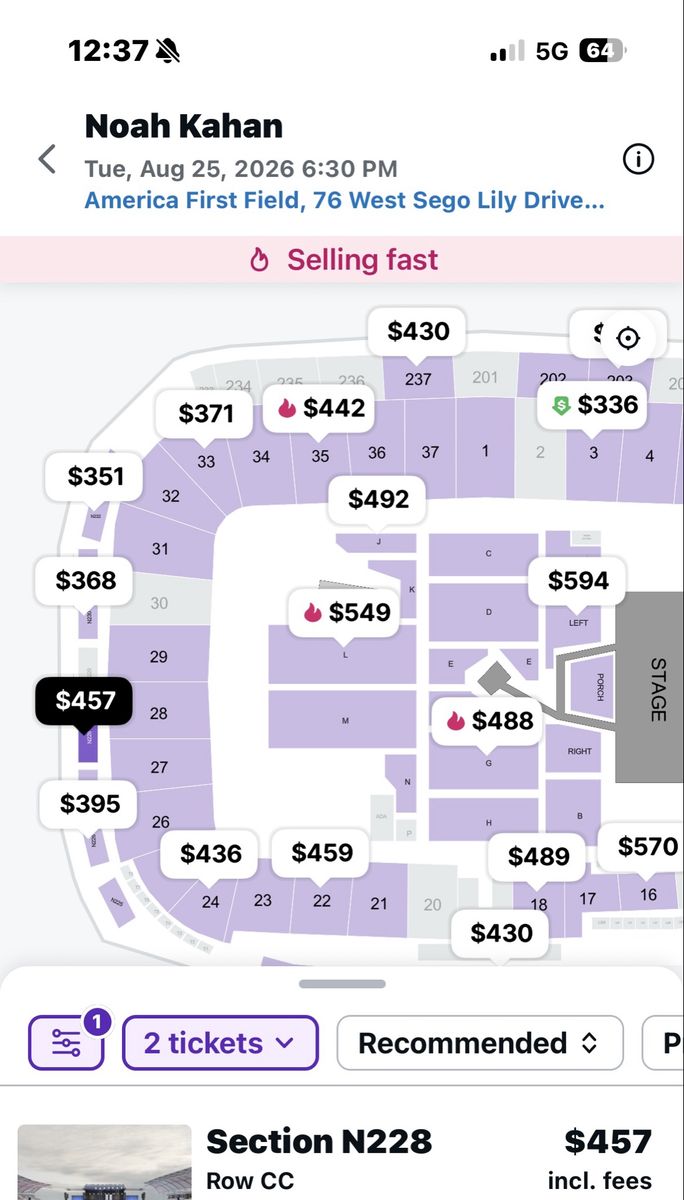Noah Kahan Tickets - Tue, Aug 25, 2026 - America First Field