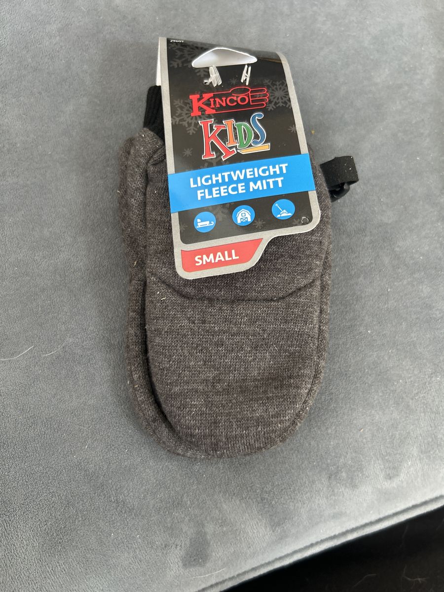 Kinco Kids Lightweight Fleece Mittens - Dark Gray, Size Small