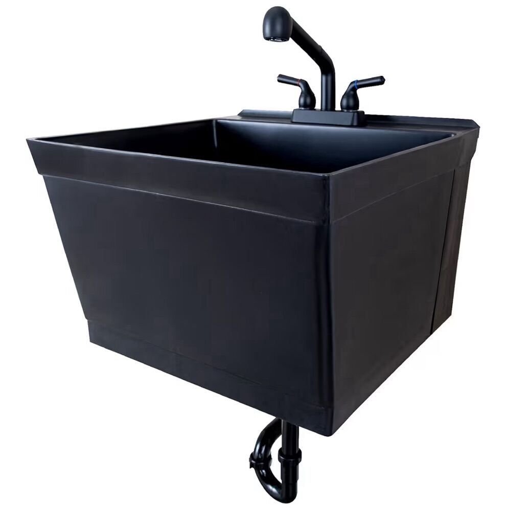 Tehila Black Wall-Mounted Utility Sink Tub NEW