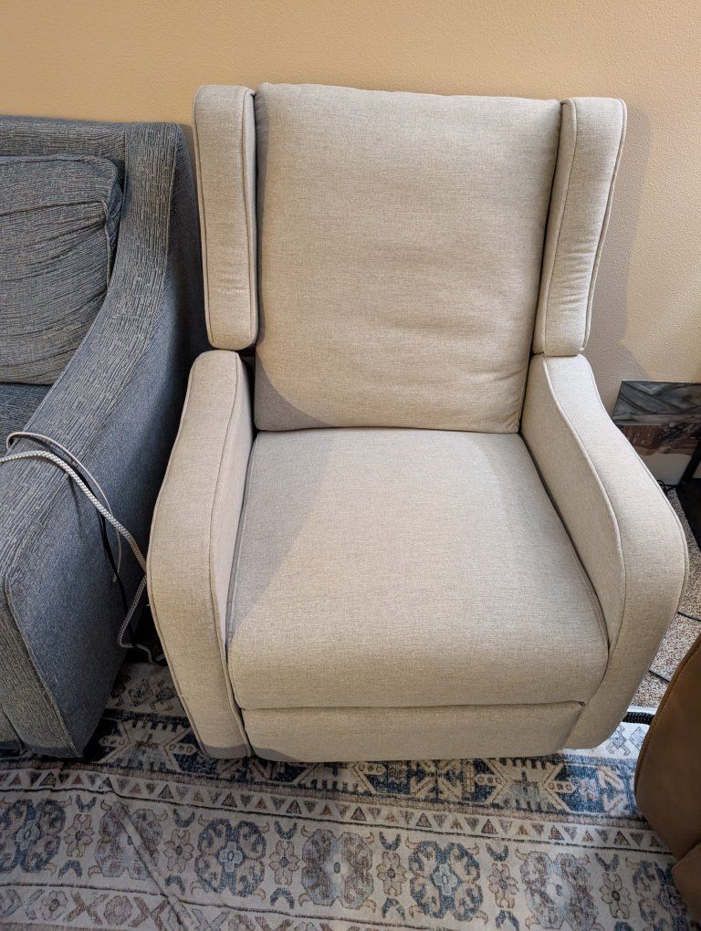 Cream Fabric Recliner/Rocker - Good Condition