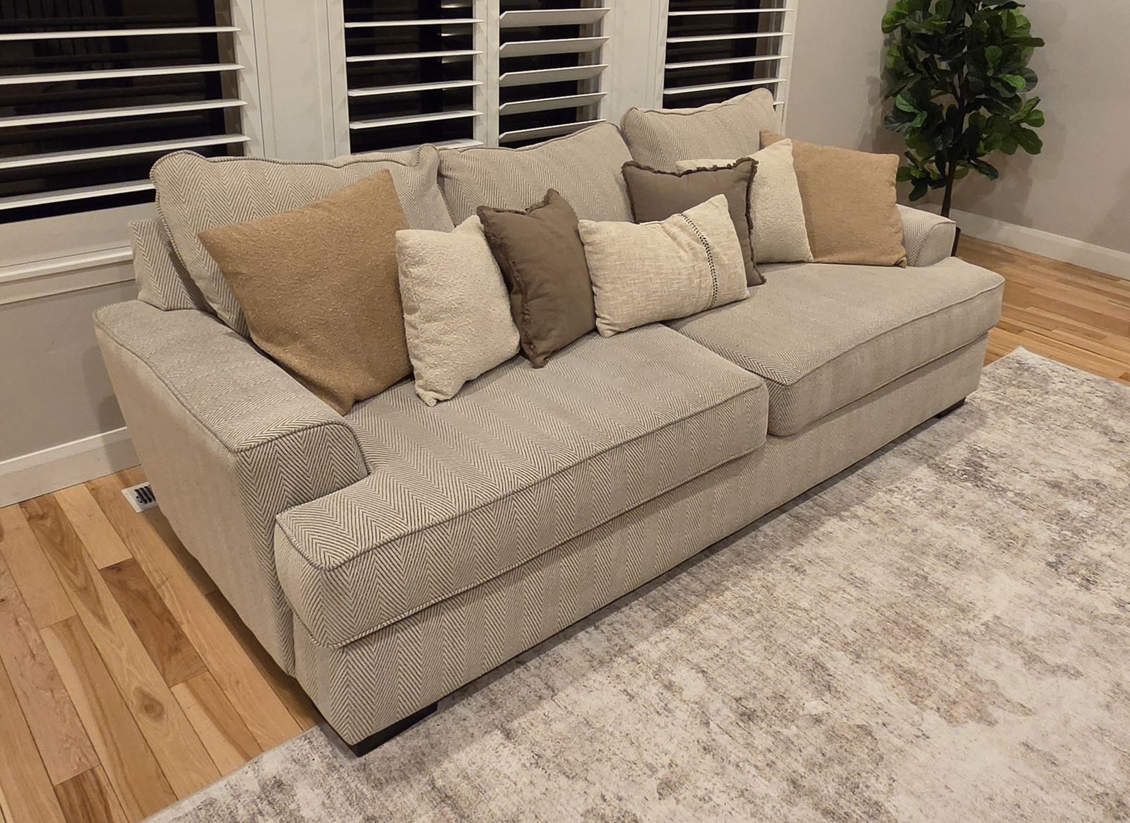 Sofa Couch - Taupe Colored Fabric