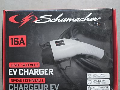 EV Charger Schumacher SC1455 Level 1 & 2 16A 120V/240V J1772 28ft Fast Charging
