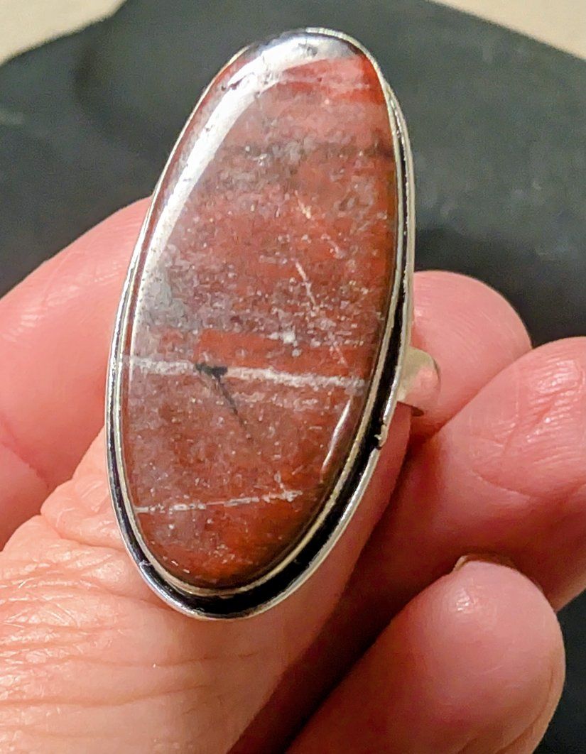 New Red Jasper sterling silver ring size 9