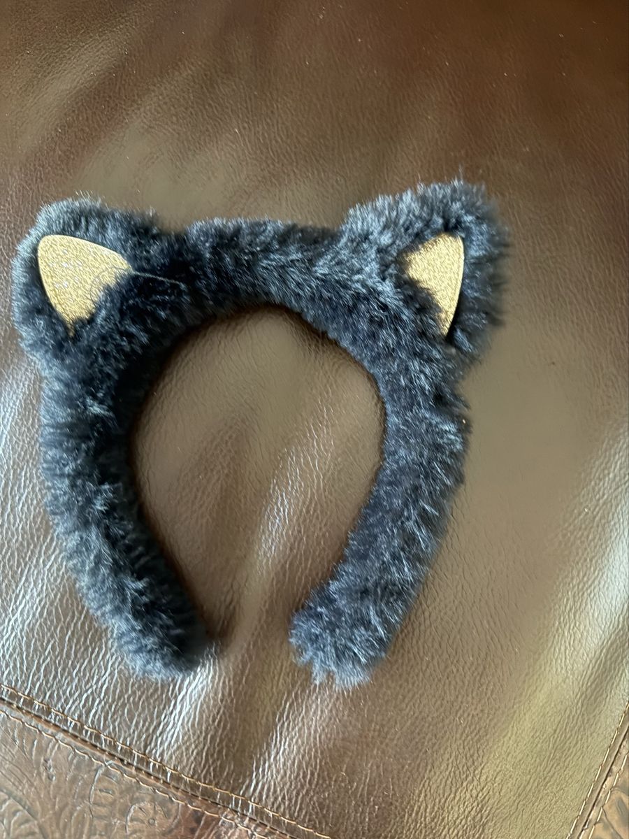 Kids fluffy black costume cat headband