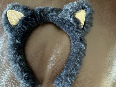 Kids fluffy black costume cat headband