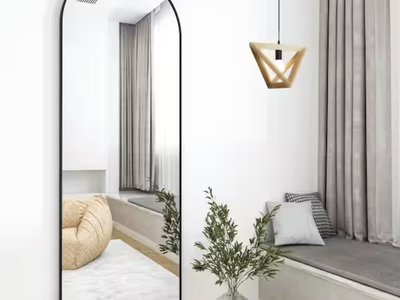 New in Box - Black 21 in. W x 64 in. Arched Metal Full Length Mirror