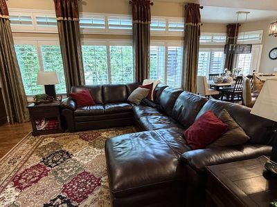 Genuine leather sectional with chaise