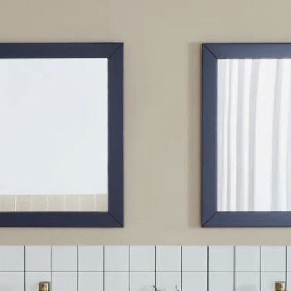 2 Modern Dark Blue Rectangular Framed Wall Mirror