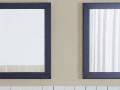 2 Modern Dark Blue Rectangular Framed Wall Mirror