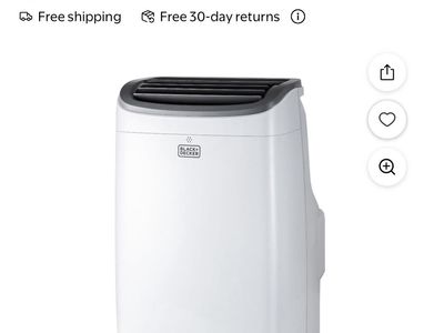 BLACK+DECKER BPACT08WT 4,000 BTU SACC/CEC (8,000 BTU ASHRAE) Portable Air Conditioner, For Room up to 350 sq. ft., White