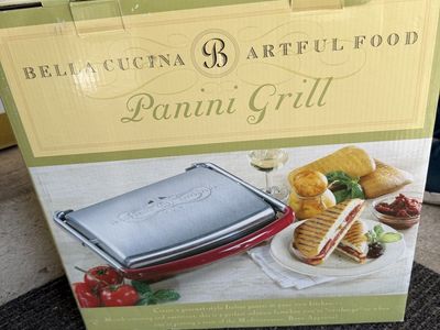 Bella Cucina Artful Food Panini Grill - Red Handle & Stainless Top