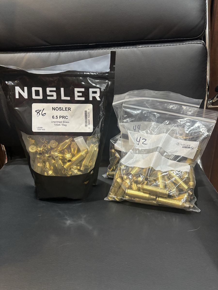 Nosler 6.5 PRC Unprimed Brass - 86 ct and 86 used brass