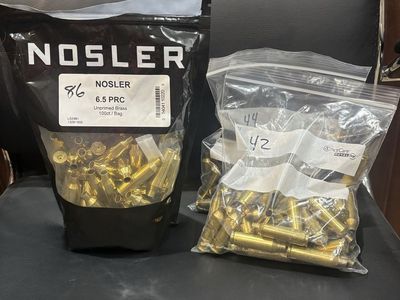 Nosler 6.5 PRC Unprimed Brass - 86 ct and 86 used brass