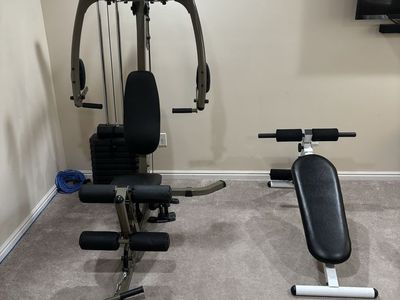 Weight machine, welder 155 weight bench plus weight….350 or best offer for all of it in the picture