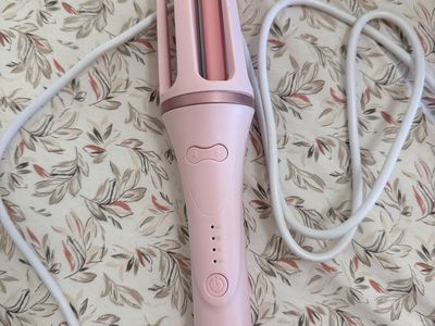 Automatic Hair Curler Rotating Curling Iron Wand with Adjustable Temperature - Pink