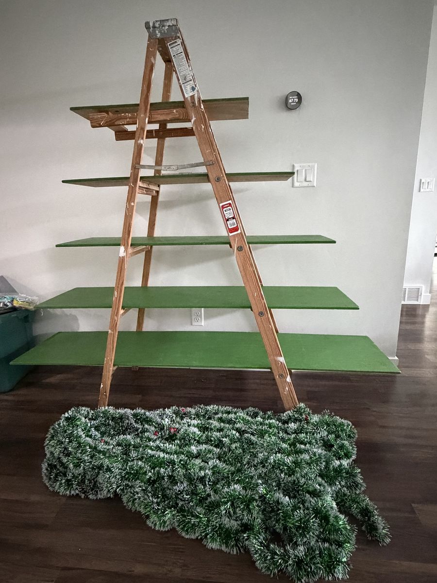 Wood painter ladder display for craft markets