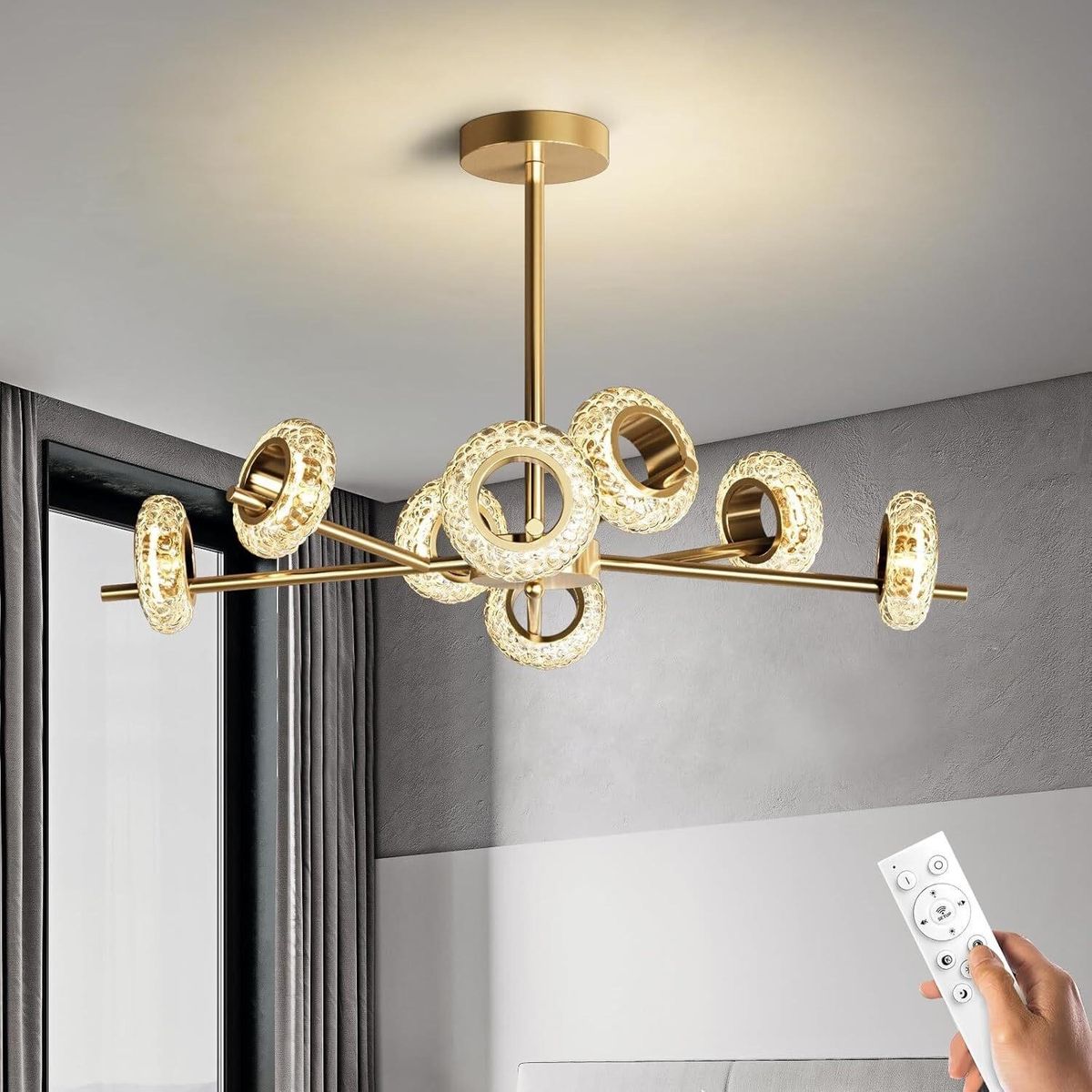 Gold 8-Light Modern Crystal Chandelier
