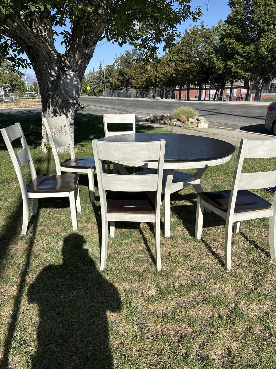 Round dining table with 5 chairs 