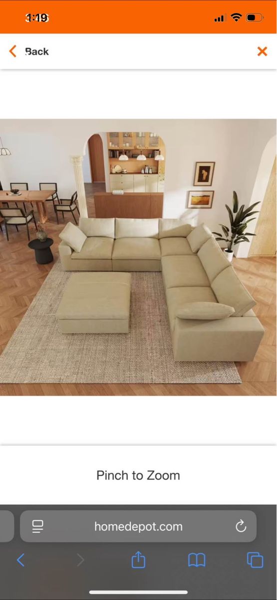 6 Piece Khaki Cloud Modular Sofa