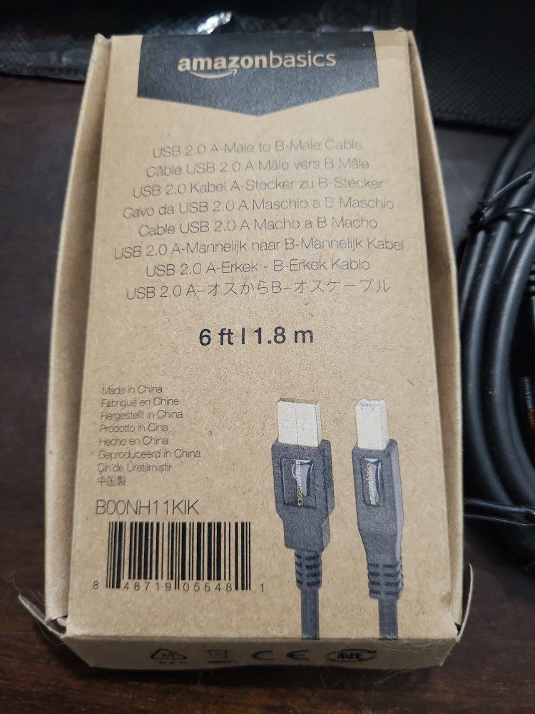 AmazonBasics 6 ft USB 2.0 A-Male to B-Male Printer Scanner Cable - Gold Plated