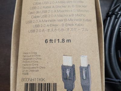 AmazonBasics 6 ft USB 2.0 A-Male to B-Male Printer Scanner Cable - Gold Plated
