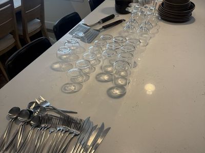 Misc. kitchen items - Plates, Glasses, Flatware, and Serving Utensils - Excellent Condition