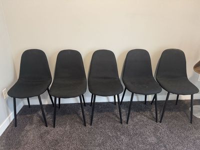 Set of 6 Modern Black Fabric Upholstered Dining Chairs with Metal Legs