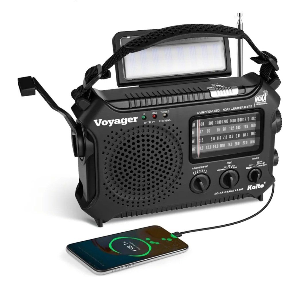 Kaito Voyager KA500 Solar Powered Emergency Radio with NOAA Weather Alert