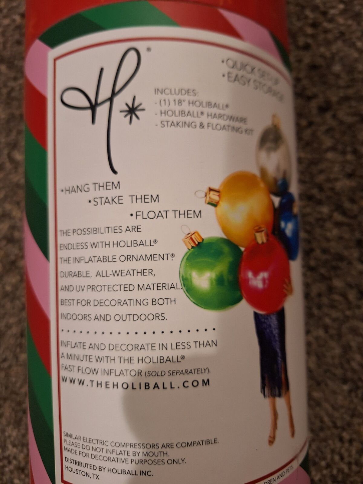 Holiball the inflatable ornament 18 inch dark blue new