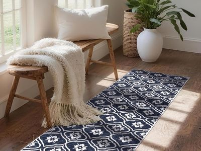 EcoNest 2x6 Boho Rugs, Washable Black Rug for Living Room Low Pile Geometric Area Rugs Soft Moroccan Rug Print Pattern Non Slip