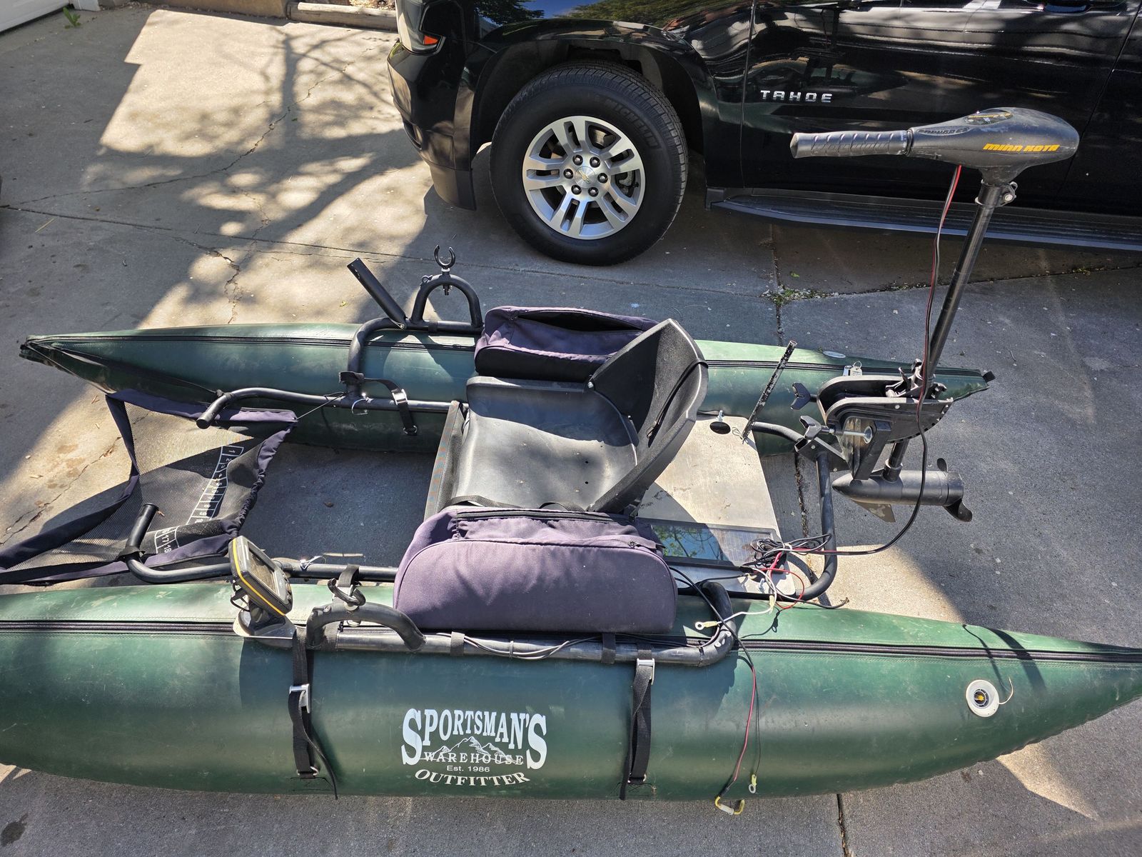 Sportsman's inflatable fishing pontoon boat