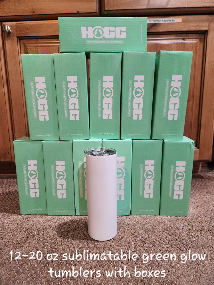 HOGG 20 oz Sublimatable Glow Tumblers Lot - Blue, Red, Green with Boxes $100 for all
