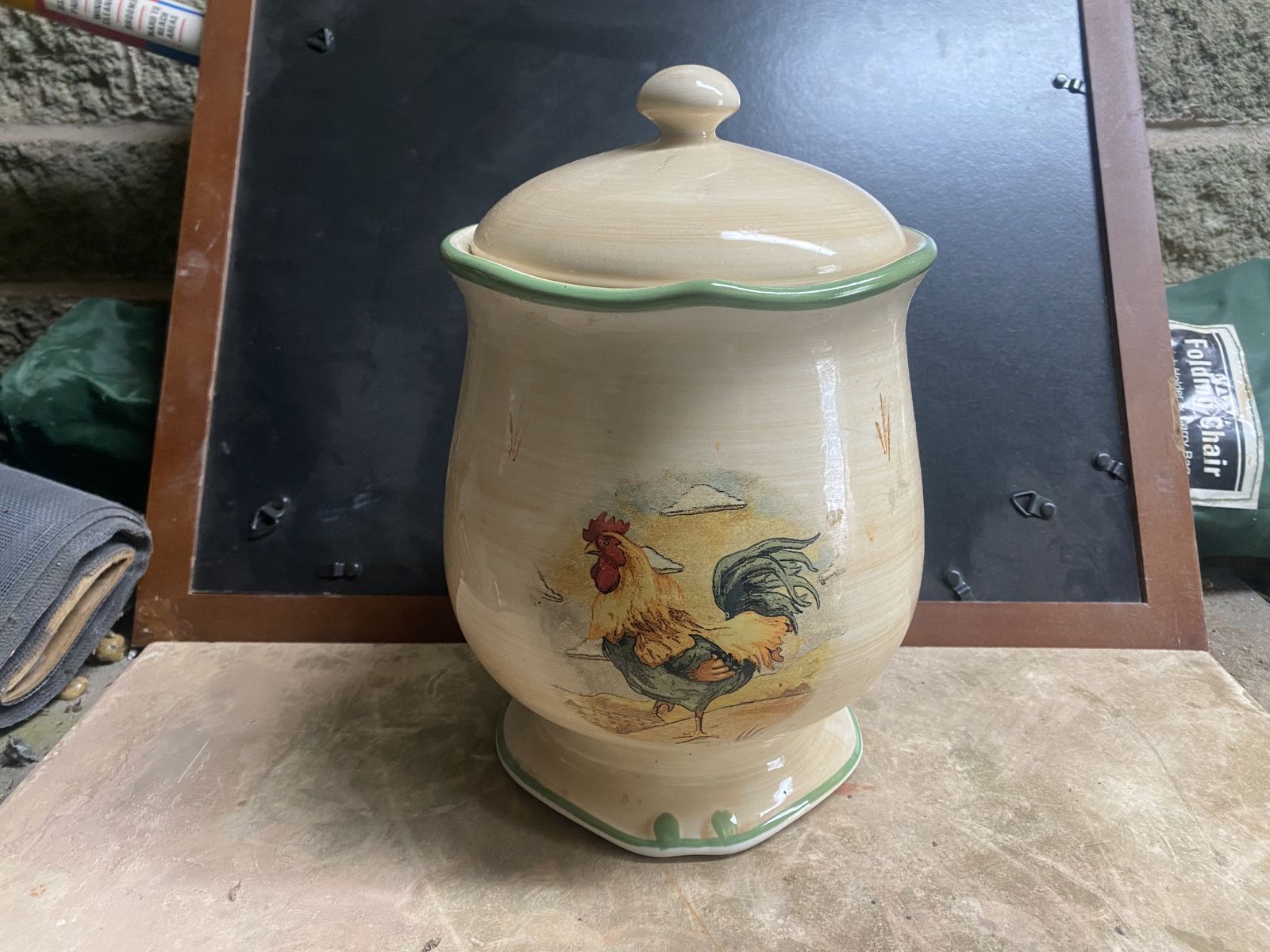 rooster glass cookie jar
