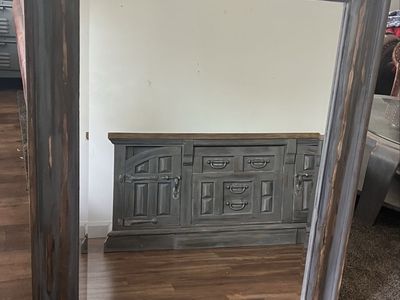 Rustic Wood Frame Wall Mirror - Large Rectangular Accent Mirror