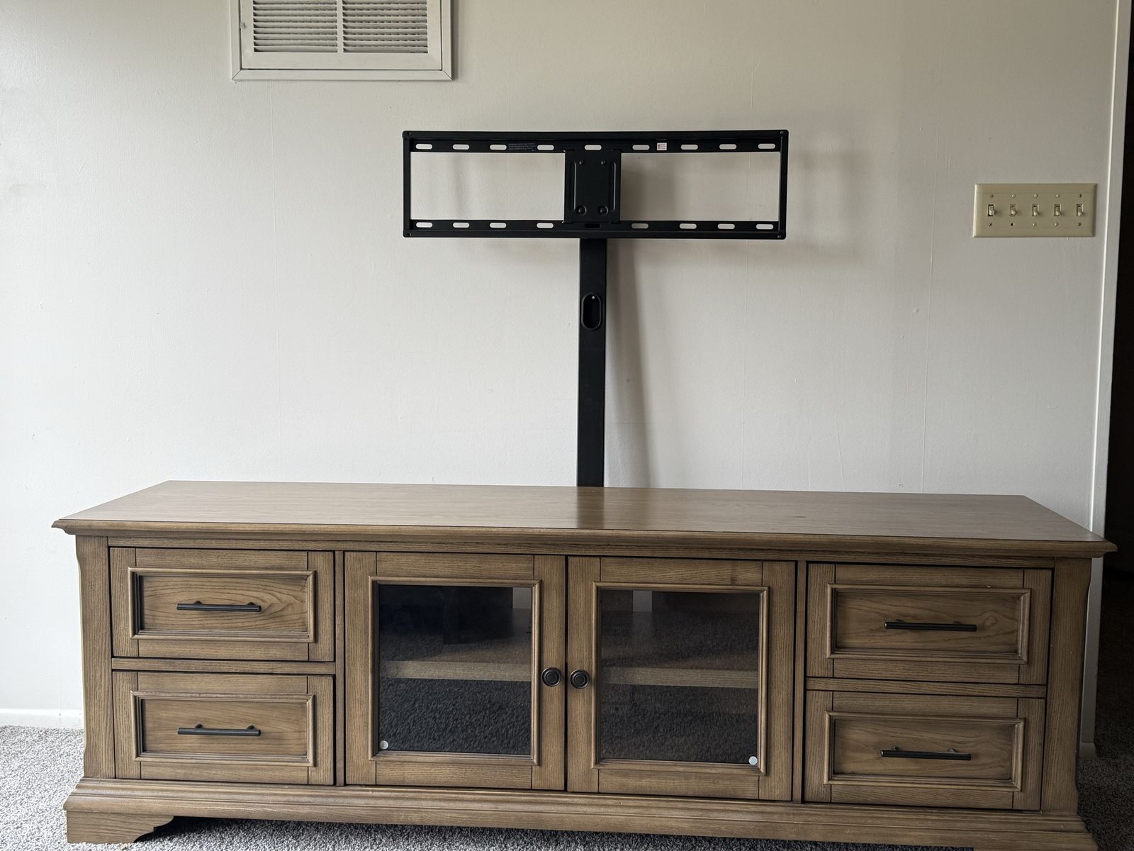 Universal TV Stand & Media Console for up to 70" TVs - Wood Finish, Integrated Mount