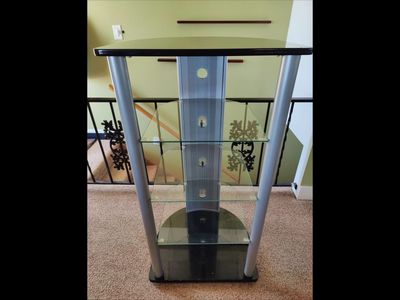 Gaming Stereo TV A/V Multimedia Stand with 3 Tempered Glass Shelves