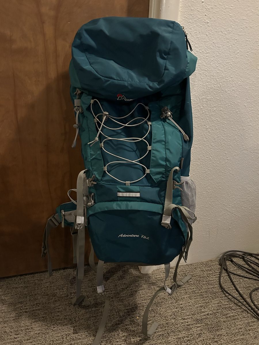 Adventure 75L Hiking Backpack Teal Green Camping Gear