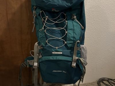 Adventure 75L Hiking Backpack Teal Green Camping Gear
