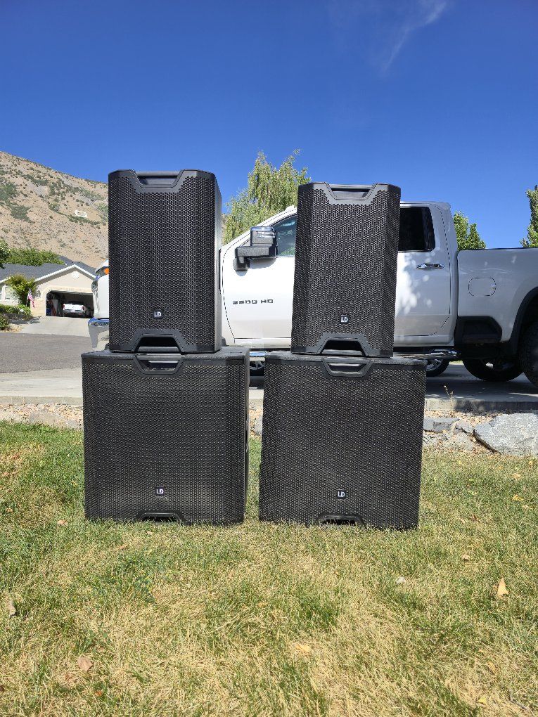 LD Systems ICOA PA system with 2 18" subs 2 15" tops