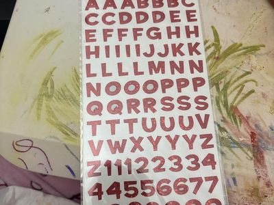 Sticko Red Glitter Alphabet & Number Stickers - 89 Pieces for Crafts/Scrapbooking