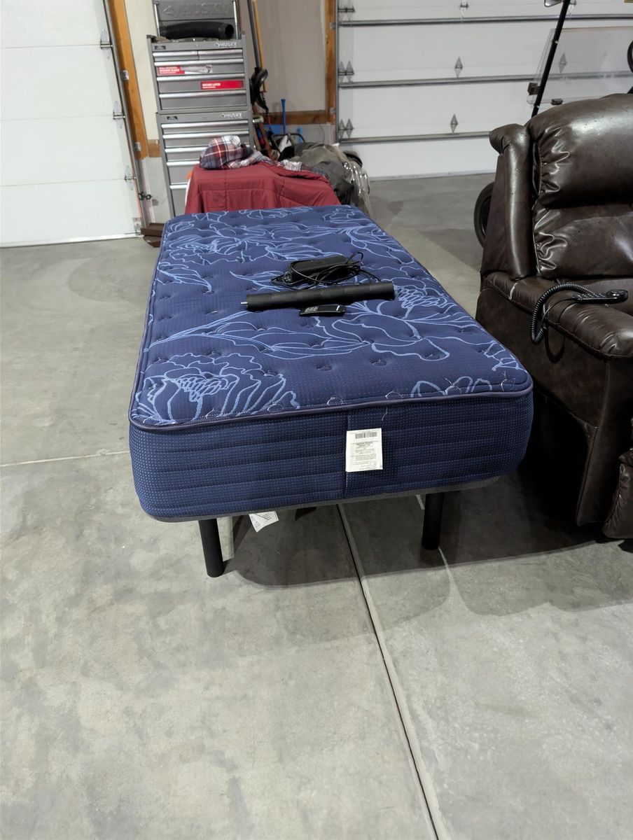 Motorized XL Twin Bed frame and like new mattress