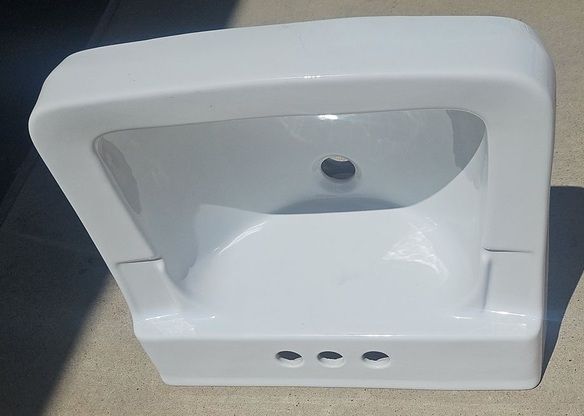 White Ceramic Wall-Mount Bathroom Sink with 3-Hole Faucet Punch