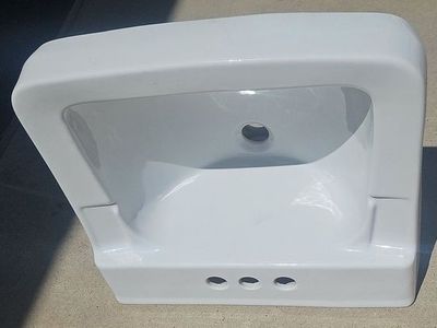 White Ceramic Wall-Mount Bathroom Sink with 3-Hole Faucet Punch