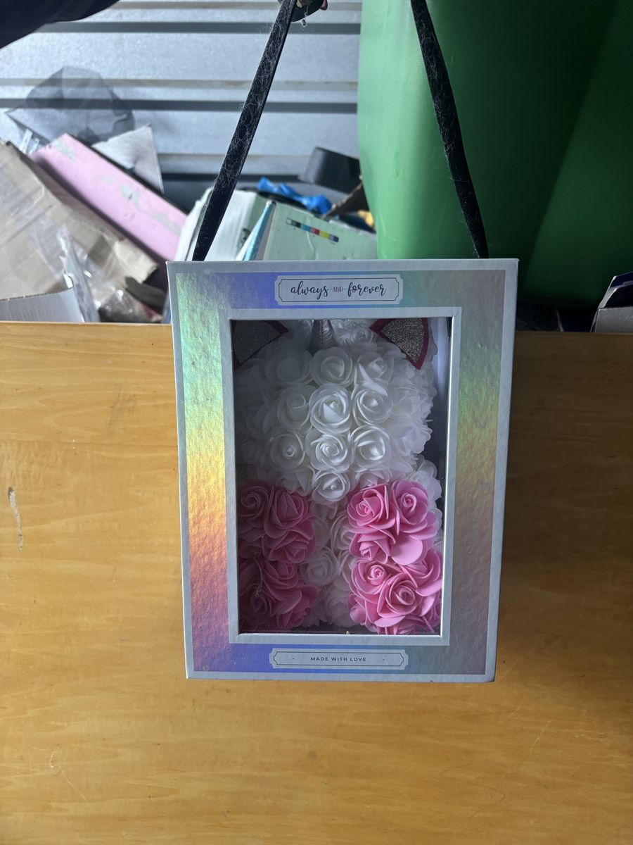 Always and Forever Artificial Rose Foam Unicorn Bear Gift Box